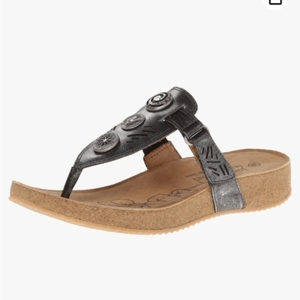 Josef Seidel |  Bohemian Style Sandals With Silver Hardware & Velcro Closure